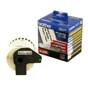 Cinta Brother DK2205 Negro sobre Blanco, 62mm x 30.4m BLANCO 62MM X 30.4M