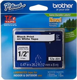 Brother Cinta para etiquetas Brother TZe-N201 - 3.30mm Ancho - Transferencia térmica - Blanco - 1 Rollo - No laminado, Resistente a la abrasión, Resistente a la temperatura, Resistente a la decoloración, Resistente a sustancias químicas, Alta Duración SUPER NARROW TAPE