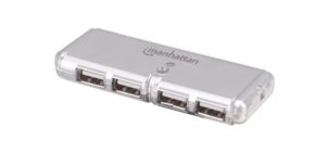 Concentrador USB Manhattan - USB - Externo - Plata - 4 Total USB Port(s) - 4 USB 2.0 Port(s) - PC, Mac FUENTE