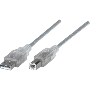 Manhattan Cable de Alta Velocidad USB 2.0, USB A Macho - USB B Macho, 1.8 Metros, Plata PLATA                           .