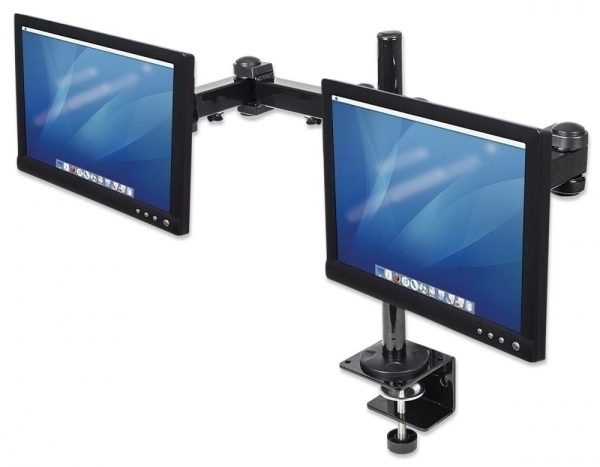 Soporte con Brazos Manhattan  de Doble Movimiento para 2 Monitores hasta 24', max. 12KGs, Negro ARTICULADO 13  A 24  6 KG X BRAZO - Image 4