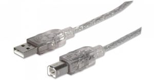Cable de transferencia de datos IC INTRACOM - 3.05m USB - para Hub, Computador - Extremo prinicpal: 1 x Tipo A Macho USB - Extremo Secundario: 1 x Tipo B Macho USB - 480Mbit/s - Apantallado - 28 AWG - Plata translúcida PLATA                           .
