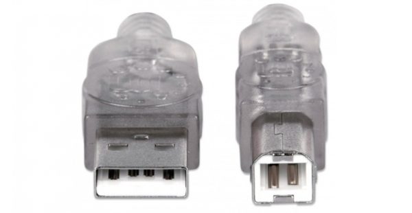 Cable de transferencia de datos IC INTRACOM - 3.05m USB - para Hub, Computador - Extremo prinicpal: 1 x Tipo A Macho USB - Extremo Secundario: 1 x Tipo B Macho USB - 480Mbit/s - Apantallado - 28 AWG - Plata translúcida PLATA                           . - Image 2