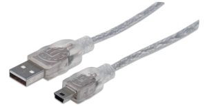 CABLE USB V2.0 A-MINI B 1.8M PLATA PLATA                           .