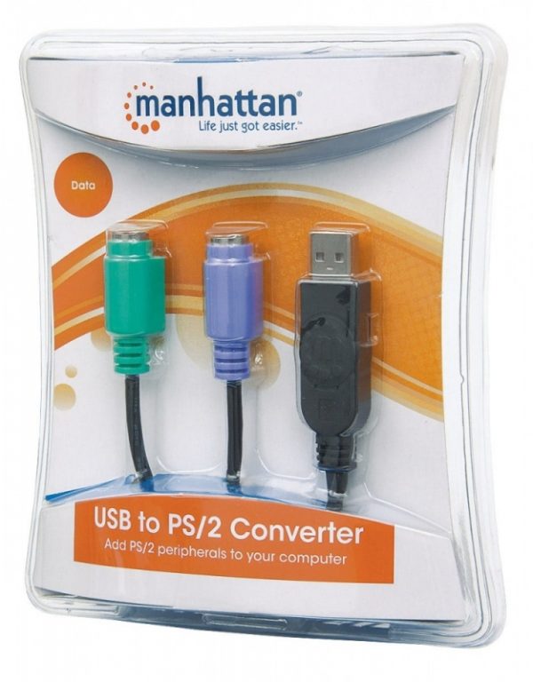 Adaptador Manhattan USB A - PS/2, .19 Metros, Negro PS2 PS/2 2 PUERTOS TECLADO Y MOUSE - Image 2