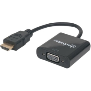 Manhattan Convertidor HDMI Macho - VGA Hembra, Negro HDMI A VGA HD15 1080P MACHO-HEMBRA