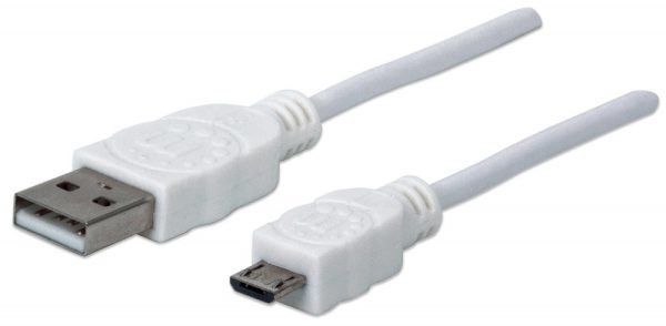 Cable Manhattan  para Dispositivos USB de Alta Velocidad, USB 2.0 A Macho - Micro USB 2.0 B Macho, 1.8 Metros, Blanco PVC 1.8M BLANCO. - Image 2