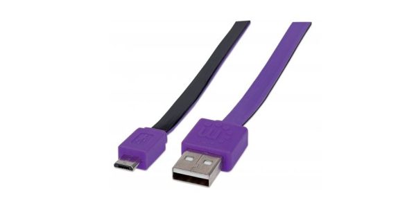 CABLE USB V2 A-MICRO B, BLISTER PLANO 1.0M MORADO/NEGRO. PLANO 1.0M MORADO/NEGRO.
