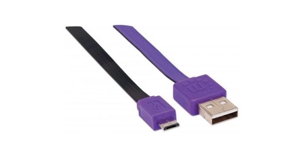 CABLE USB V2 A-MICRO B, BLISTER PLANO 1.0M MORADO/NEGRO. PLANO 1.0M MORADO/NEGRO. - Image 2