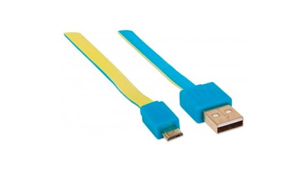 CABLE USB V2 A-MICRO B, BLISTER PLANO 1.8M AZUL/AMARILLO. PLANO 1.8M AZUL/AMARILLO. - Image 3