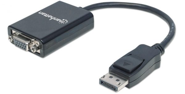 Manhattan Cable DisplayPort Macho - VGA (D-Sub) Hembra, 15cm, Negro DISPLAYPORT A VGA HD15 1080P M-H