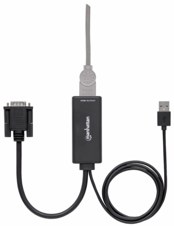 Adaptador Manhattan VGA (D-Sub)/USB - HDMI, 1920 x 1200 Pixeles, Negro VGA A HDMI + AUDIO Y AC VIA USB - Image 2