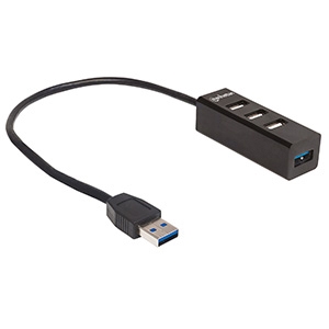 Manhattan Hub USB A 3.0 de 4 Puertos, 5000 Mbit/s, Negro PTO SIN FUENTE