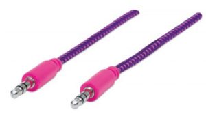 Manhattan Cable 3.5mm Macho - 3.55mm Macho, 1 Metro, Rosa/Púrpura TEXTIL ROSA/MORADO 1.0M BLISTER