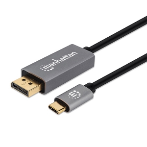 Manhattan adaptador de cable de vídeo 3 m USB Tipo C DisplayPort Negro, Plata 8K60HZ