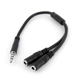 Cable StarTech.com 3,5mm Macho - 2x de 3,5mm Hembra, 20cm, Negro DIADEMA MACHO A HEMBRA