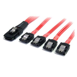 StarTech.com Cable Mini SAS SFF-8087 Macho - 4x SATA Macho, 50cm, Negro/Rojo 4X SATA CIERRE LATCH ADAPTADOR  .
