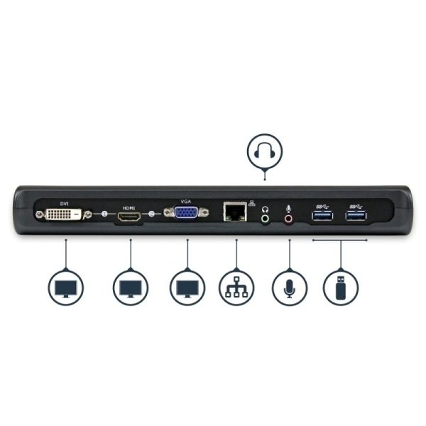 StarTech.com Docking Station para Laptops, 4x USB 3.0, HDMI, DVI, VGA, Negro UNIVERSAL USB 3.0 HDMI DVI VGA  . - Image 4