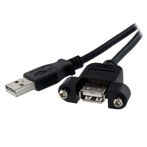 StarTech.com Cable USB 2.0, USB A Macho - USB A Hembra, 90cm, Negro EN PANEL MACHO A HEMBRA USB A   .