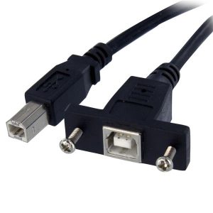 StarTech.com Cable USB 2.0, USB B Macho - USB B Hembra, 90cm, Negro EN PANEL MACHO A HEMBRA USB B   .