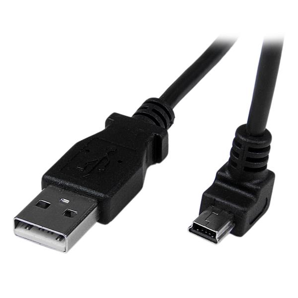 StarTech.com Cable USB 2.0, USB A Macho - mini-USB B Macho, 2 Metros, Negro ACODADO HACIA ABAJO ADAPTADOR