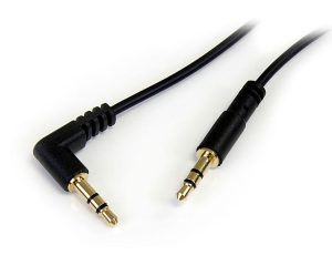 Startech.com Cable Delgado de Audio Estéreo Mini Jack en Ángulo Derecho, 3.5mm Macho - 3.5mm Macho, 91cm, Negro JACK 3.5MM ANGULO DERECHO MACHO .