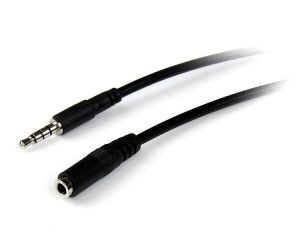 Cable Startech.com 3.5mm Macho - 3.5mm Hembra, 2 Metros, Negro PINES HEADSET DIADEMA JACK 3.5MM.