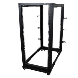 StarTech.com Rack de Marco Abierto con Profundidad Ajustable de 4 Columnas 25U con Ruedas/Niveladores y Anillas de Gestión de Cableado  AJUSTABLE DE 4 COLUMNAS 25U     .