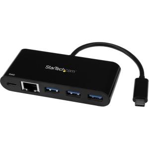 Hub StarTech.com USB C 3.0 Macho - 3 USB A/1x RJ-45 Hembra, 5000 Mbit/s, Negro 0 3 PUERTOS CON ETHERNET Y PD