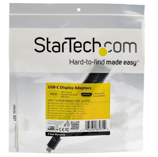 StarTech.com Adaptador USB-C Macho - HDMI Hembra, 10cm, Negro HDR 4K 60HZ NEGRO - Image 3