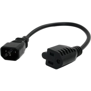 StarTech.com Cable de Poder C14 Acoplador Macho - NEMA 5-15R Hembra, 30cm, Negro CK 10 - ADAPTADOR NEMA 5 15R A C14