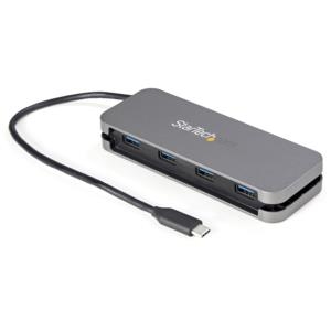 Concentrador USB StarTech.com - USB 3.2 (1 Gen) Tipo C - Pórtatil - Negro, Gris - Soporte UASP - 4 Total -A (5GBPS USB 3.0) - CABLE DE 25CM