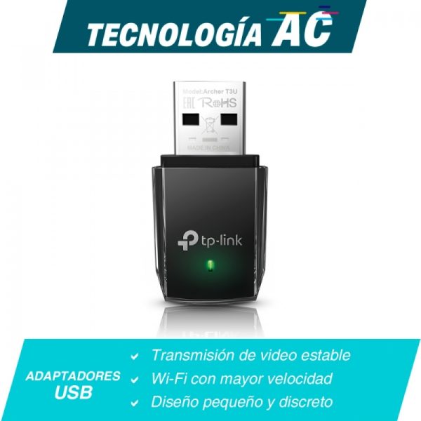 TP-Link Adaptador de Red USB Archer T3U, Alámbrico, WLAN, 1267 Mbit/s, 2.4/5GHz AMBRICO MU-MIMO AC1300 - Image 3