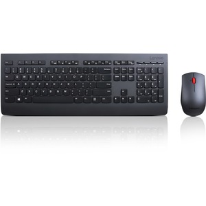 Teclado y Mouse  Lenovo Professional - USB Inalámbrico RF - Español (América Latina) - Negro - USB Inalámbrico RF - Láser - 1600 dpi - 5 Botón - Rueda inclinable - QWERTY - Negro - Reproductor Multimedia Tecla(s) de acceso rápido - Simétrico - AA - Compat ESPANOL NEGRO 2 WTY