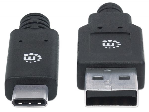 Cable Manhattan  USB A Macho - USB C Macho, 2 Metros, Negro . - Image 2