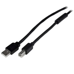 StarTech.com Cable USB 2.0 de 20m USB B Macho a USB A Macho Activo Amplificado para Impresora - Cable for Impresora, Teclado, Mouse, Módem, Dispositivo periférico, Carcasa para unidad de disco duro, PC, MAC - 480Mbit/s - Apantallado - 24 AWG - Negro CABLE 20M METROS USB B MACHO AUSB A MACHO ACTIVO IMPRESORA
