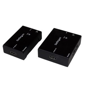 StarTech.com Juego Kit Extensor HDMI por Cable Ethernet UTP Cat5 Cat6 RJ45 Adaptador POC Power over Cable - 1 Dispositivo de Entrada - 1 Dispositivo de salida - 70m Alcance - 2 x Red (RJ-45) - 1 x Entrada HDMI - 1 x Salida HDMI - 4096 x 2160 Resolución de vídeo - 4K - Par trenzado - Categoría 6 JUEGO KIT EXTENSOR HDMI PORCABLE UTP CAT5 6 POC 70M  .