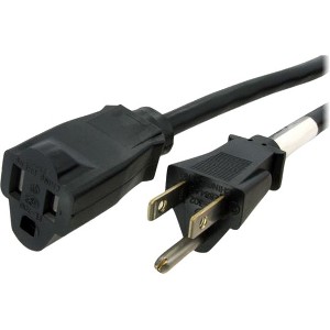 StarTech.com Cable de Poder NEMA 5-15P Macho - NEMA 5-15R Hembra, 1.83 Metros, Negro 5-15R A NEMA 5-15P