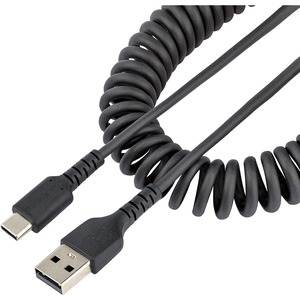 StarTech.com Cable de 50cm de Carga USB A a USB C, Cable USB Tipo C en Espiral de Carga Rápida, Cable USB 2.0 A a USBC Negro - Cable for Dispositivo móvil, iPad Pro, iPad mini, Smartphone - 480Mbit/s - Apantallado - Níquel Conector chapado - 22/32 AWG - Negro CABLE 50CM CARGA USB A A USBC USB TIPO C EN ESPIRAL USB