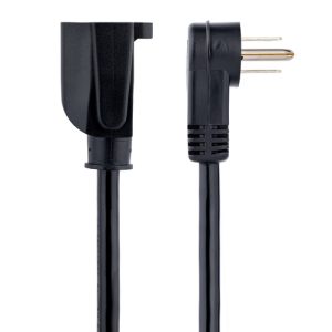 StarTech.com Cable 2m (6 pies) de Extensión de Alimentación, Ángulo Recto NEMA 5-15P a NEMA 5-15R, 13A 125V, 16AWG, Acodado, Alargador - Para Workstation, Computadora de escritorio, Servidor, Impresora, Fuente de alimentación, Unidad de distribución eléctrica, UPS - NEMA 5-15P / NEMA 5-15R - 125 V AC / 13A - Negro CABLE DE 2M 6FT DE EXTENSIONACODADO 5-15P A 5-15R