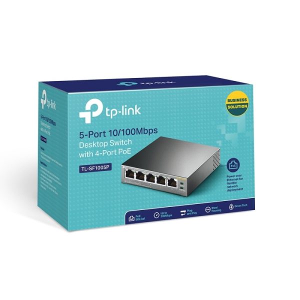 TP-Link switch de escritorio de 5 puertos a 10/100 Mbps con PoE en 4 puertos SWITCH DE ESCRITORIO DE 5 PTOS ETHERNET CON 4 PTOS POE SIN ADMI - Image 4