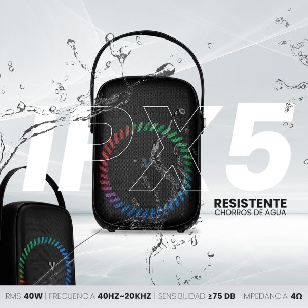 MINI BAFLE KARAOKE VORAGO KSP-4 55 40WATTS RECARGABLE 1 MICROFONO MINI BAFLE KARAOKE VORAGO KSP-455 40WATTS RECARGABLE 1 MICROFONO INALAMBRICO C/CORREAS TWS IPX5 BT 6HRS - Image 5