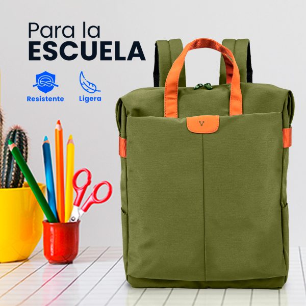 MOCHILA VORAGO BP-301 VINTAGE D OBLE USO LAPTOP 15.6 VERDE - Image 2