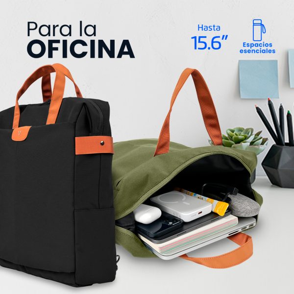 MOCHILA VORAGO BP-301 VINTAGE D OBLE USO LAPTOP 15.6 VERDE - Image 3