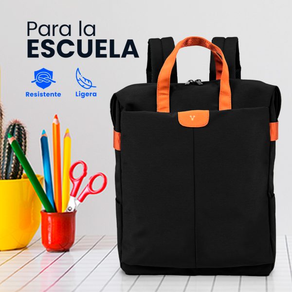 MOCHILA VORAGO BP-301 VINTAGE D OBLE USO LAPTOP 15.6 NEGRA - Image 2