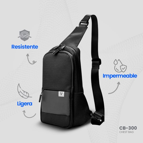 MOCHILA PECHERA CRUZADA VORAGO CB-300 POLYESTER NEGRA - Image 2