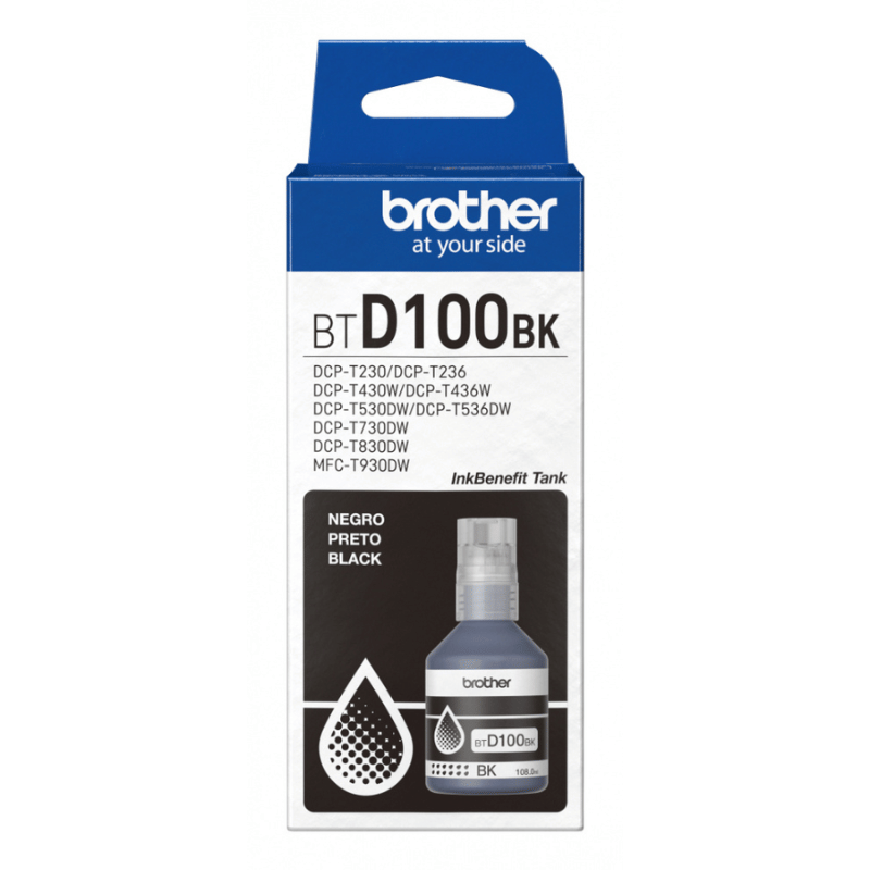 Brother (BTD100BK) Funda de lente BOTELLA DE TINTA NEGRO ULTRA ALrendimiento 7500 pag - Image 2