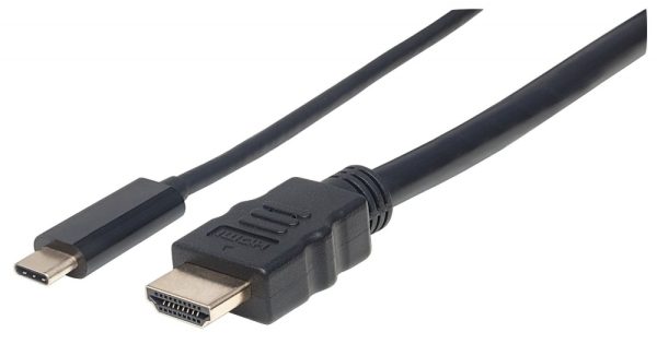 Cable Manhattan  USB C Macho - HDMI Macho, 1 Metro, Negro USB-C 3.1 A HDMI 1.0M 4K M-M - Image 2
