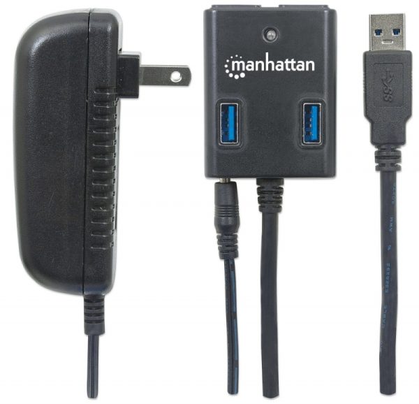 Manhattan Hub USB A 3.0 de Supervelocidad, 4 Puertos, 5000 Mbit/s, con Fuente CON FUENTE COLOR NEGRO - Image 3