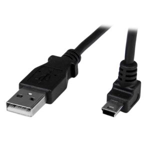 StarTech.com Cable USB 2.0, USB A Macho - mini USB B Macho, 1 Metro, Negro ACODADO HACIA ARRIBA ADAPTADOR  .